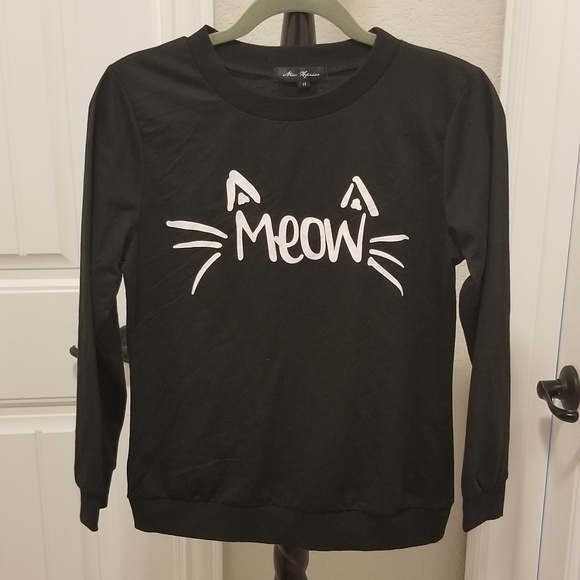 Tops - Black "meow" cat sweatshirt